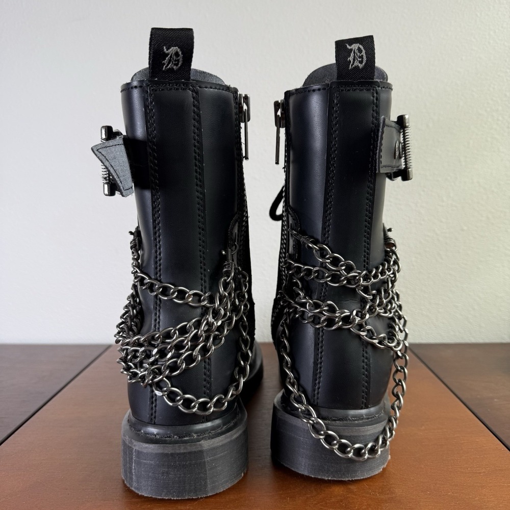 Demonia Bolt 250 Vegan Leather Boots Women 8 Black Chain Grunge Punk Rocker Goth - Picture 8 of 16